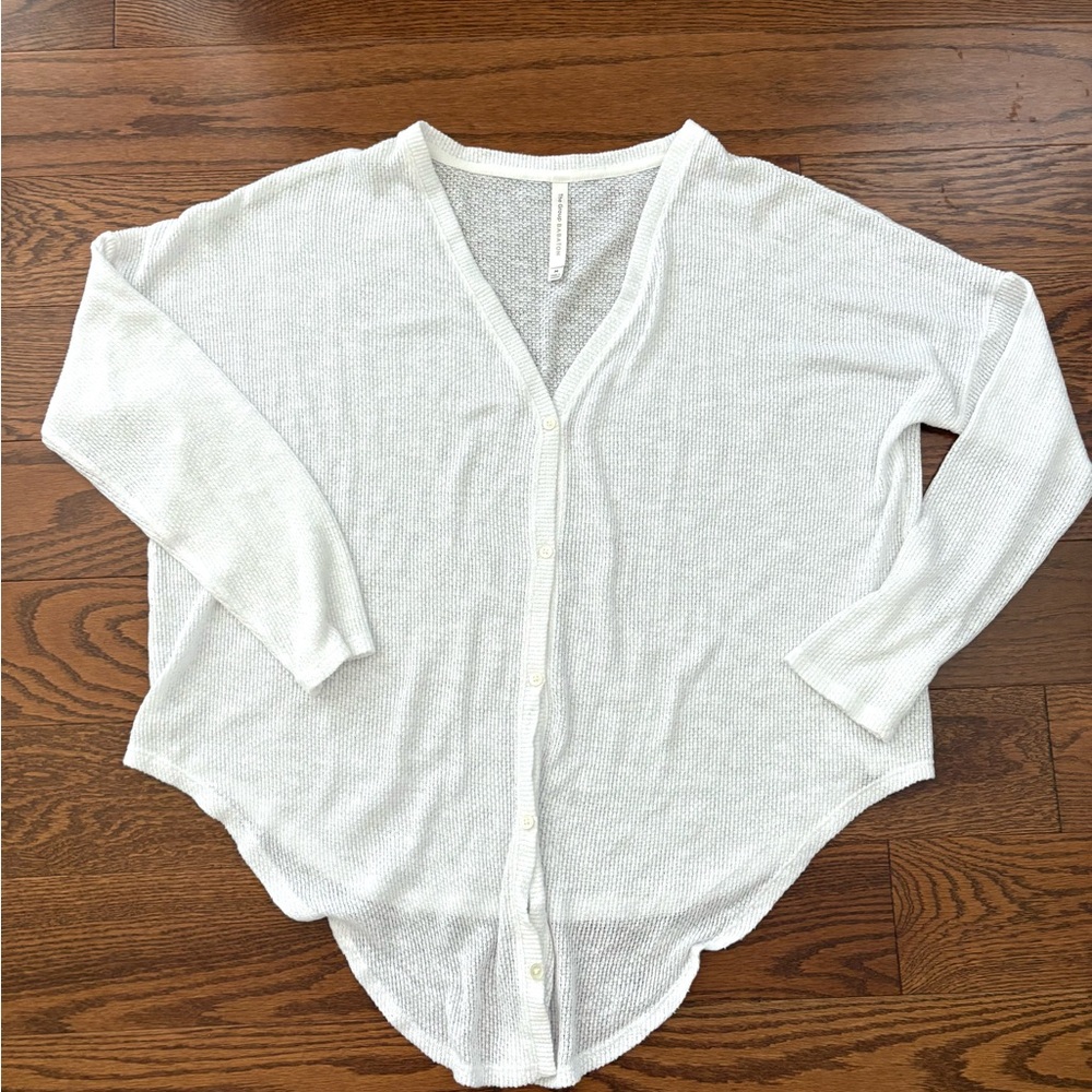 Babaton Aritzia Taurus Tie White Longsleevs Top Cardigan Size M - Picture 3 of 9
